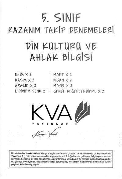 DİN KÜLTÜRÜ VE AHLAK BİLGİSİ KAZANIM TAKİP DENEMELERİ