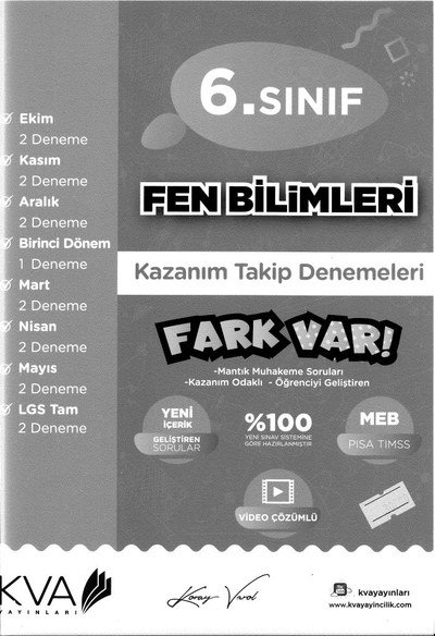 FEN BİLİMLERİ KAZANIM TAKİP DENEMELERİ FARK VAR Fenomen Fotokopi - YKS - KPSS - ALES