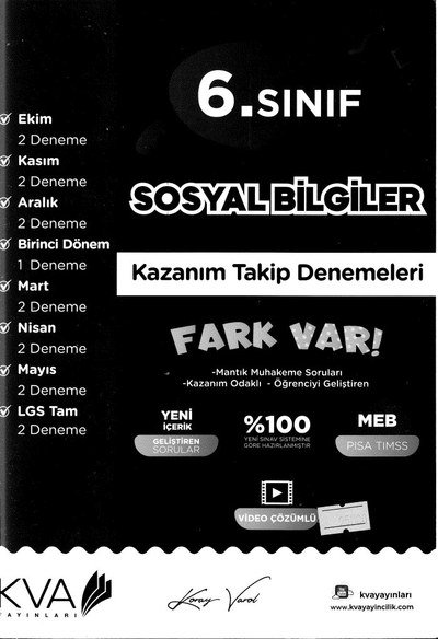 SOSYAL BİLGİLER KAZANIM TAKİP DENEMELERİ FARK VAR Fenomen Fotokopi - YKS - KPSS - ALES