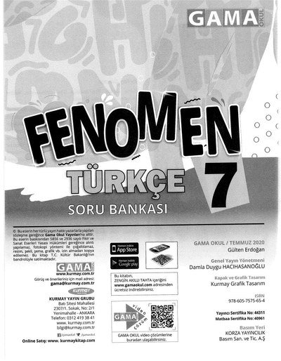 FENOMEN TÜRKÇE SORU BANKASI