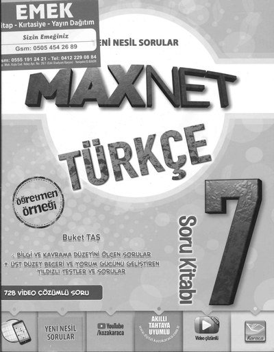 MAXNET TÜRKÇE SORU KİTABI Fenomen Fotokopi - YKS - KPSS - ALES