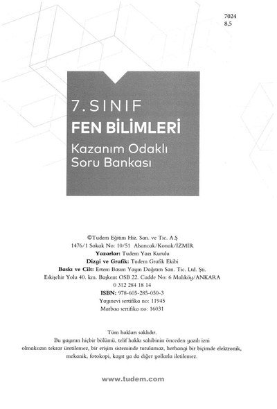 FEN BİLİMLERİ KAZANIM ODAKLI SORU BANKASI
