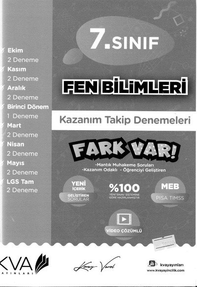 FEN BİLİMLERİ KAZANIM TAKİP DENEMELERİ FARK VAR Fenomen Fotokopi - YKS - KPSS - ALES