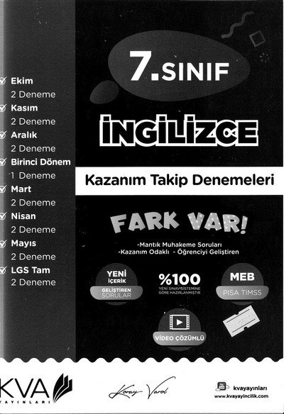 İNGİLİZCE KAZANIM TAKİP DENEMELERİ FARK VAR Fenomen Fotokopi - YKS - KPSS - ALES