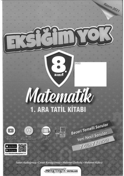 EKSİĞİM YOK MATEMATİK 1. ARA TATİL KİTABI Fenomen Fotokopi - YKS - KPSS - ALES