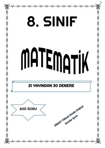 MATEMATİK 21 YAYINDAN 30 DENEME 600 SORU Fenomen Fotokopi - YKS - KPSS - ALES