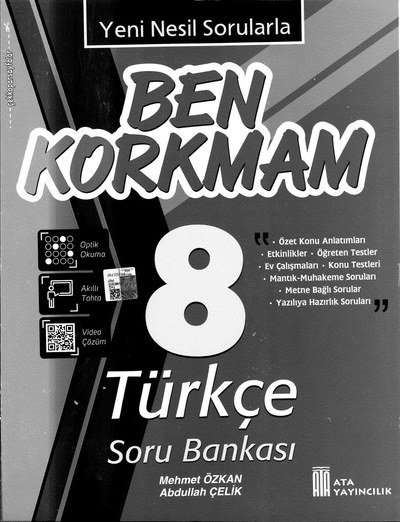 BEN KORKMAM TÜRKÇE SORU BANKASI Fenomen Fotokopi - YKS - KPSS - ALES