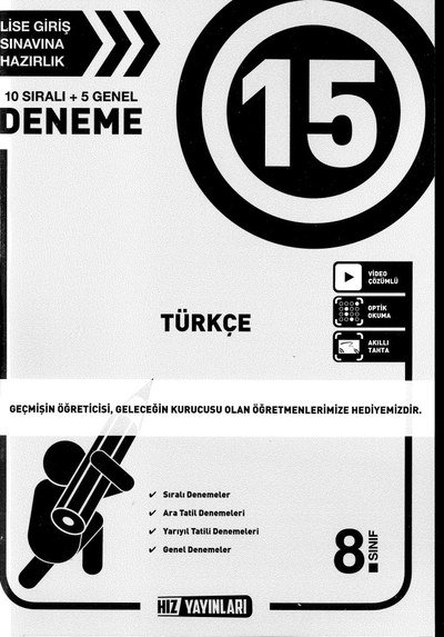 15 DENEME TÜRKÇE Fenomen Fotokopi - YKS - KPSS - ALES