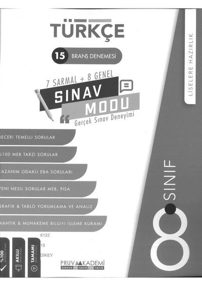 TÜRKÇE 15 BRANŞ DENEMESİ SINAV MODU Fenomen Fotokopi - YKS - KPSS - ALES