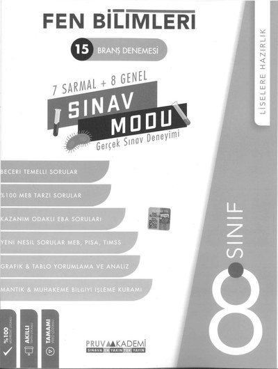 FEN BİLİMLERİ 15 BRANŞ DENEMESİ SINAV MODU Fenomen Fotokopi - YKS - KPSS - ALES