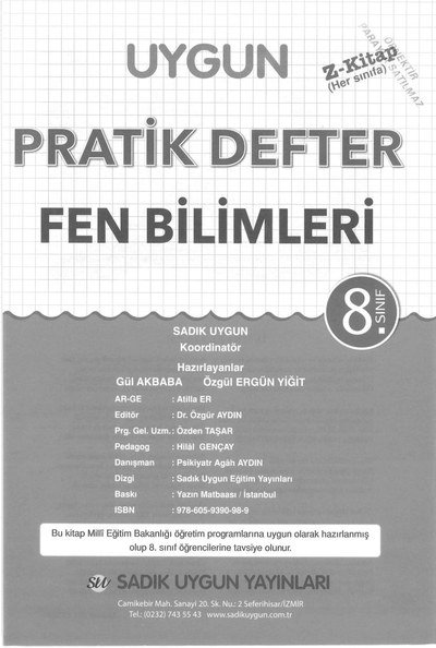 PRATİK DEFTER FEN BİLİMLERİ Fenomen Fotokopi - YKS - KPSS - ALES
