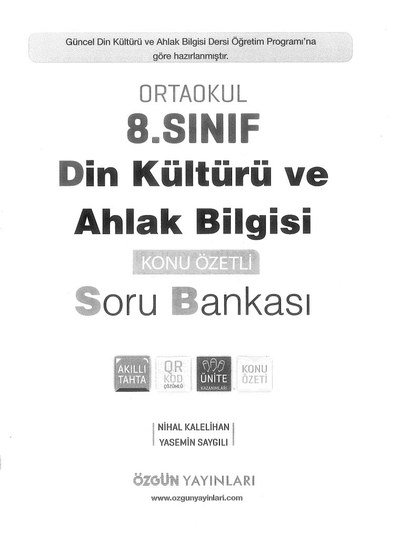 DİN KÜLTÜRÜ VE AHLAK BİLGİSİ KONU ÖZETLİ SORU BANKASI Fenomen Fotokopi - YKS - KPSS - ALES