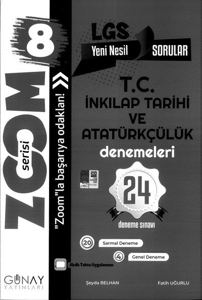 ZOOM SERİSİ LGS T.C. İNKILAP TARİHİ VE ATATÜRKÇÜLÜK DENEMELERİ 24 DENEME SINAVI Fenomen Fotokopi - YKS - KPSS - ALES