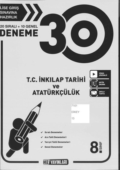 30 DENEME T.C. İNKILAP TARİH VE ATATÜRKÇÜLÜK Fenomen Fotokopi - YKS - KPSS - ALES