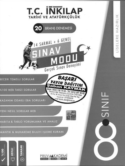 T.C. İNKILAP TARİHİ VE ATATÜRKÇÜLÜK 20 BRANŞ DENEMESİ SINAV MODU Fenomen Fotokopi - YKS - KPSS - ALES