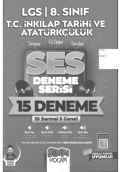 LGS T.C. İNKILAP TARİHİ VE ATATÜRKÇÜLÜK SES DENEME SERİSİ 15 DENEME