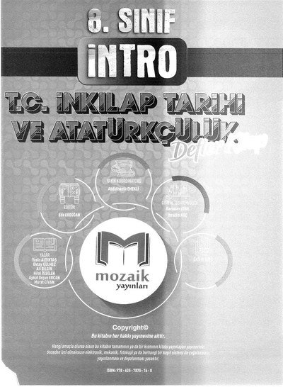 İNTRO T.C. İNKILAP TARİHİ VE ATATÜRKÇÜLÜK DEFTER KİTAP Fenomen Fotokopi - YKS - KPSS - ALES