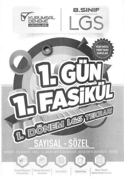 1. GÜN 1. FASİKÜL 1.DÖNEM LGS TEKRARI SAYISAL - SÖZEL Fenomen Fotokopi - YKS - KPSS - ALES