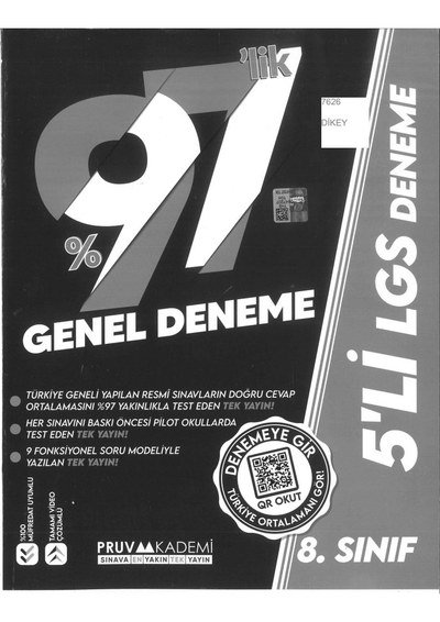 %97'LİK GENEL DENEME 5'Lİ LGS DENEME Fenomen Fotokopi - YKS - KPSS - ALES