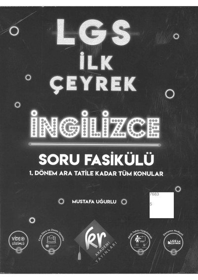 LGS İLK ÇEYREK İNGİLİZCE SORU FASİKÜLÜ Fenomen Fotokopi - YKS - KPSS - ALES