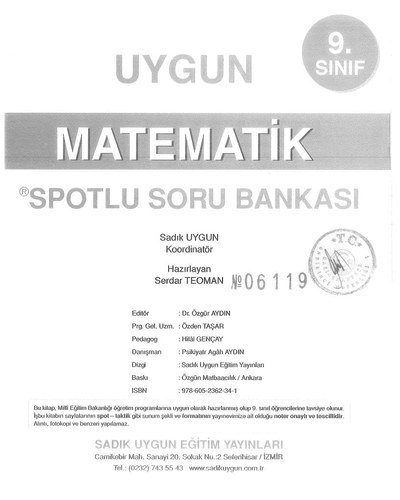 MATEMATİK SPOTLU SORU BANKASI