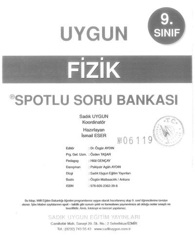 FİZİK SPOTLU SORU BANKASI Fenomen Fotokopi - YKS - KPSS - ALES