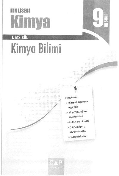 FEN LİSESİ KİMYA 1. FASİKÜL KİMYA BİLİMİ Fenomen Fotokopi - YKS - KPSS - ALES