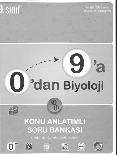 0'DAN 9'A BİYOLOJİ KONU ANLATIMLI SORU BANKASI Fenomen Fotokopi - YKS - KPSS - ALES
