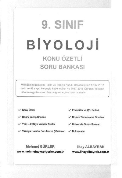 BİYOLOJİ KONU ÖZETLİ SORU BANKASI Fenomen Fotokopi - YKS - KPSS - ALES