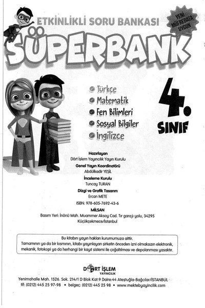 ETKİNLİKLİ SORU BANKASI SÜPERBANK Fenomen Fotokopi - YKS - KPSS - ALES