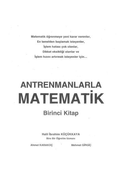 ANTRENMANLARLA MATEMATİK BİRİNCİ KİTAP Fenomen Fotokopi - YKS - KPSS - ALES