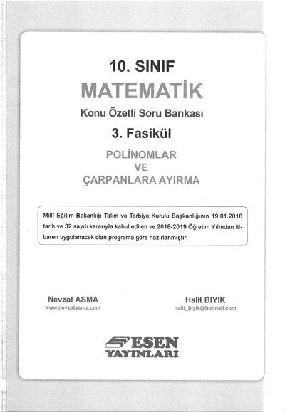 MATEMATİK KONU ÖZETLİ SORU BANKASI 3. FASİKÜL POLİNOMLAR VE ÇARPANLARA AYIRMA Fenomen Fotokopi - YKS - KPSS - ALES
