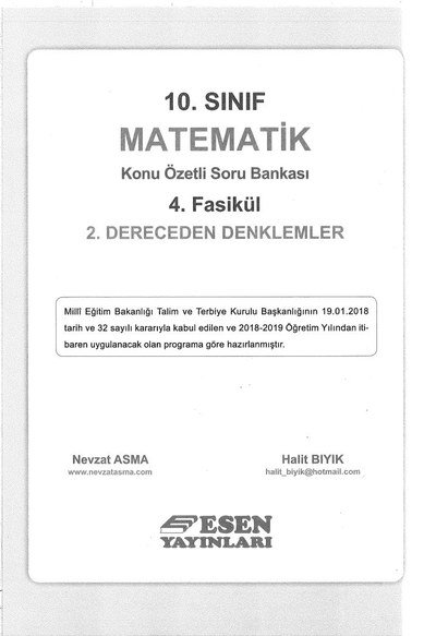 MATEMATİK KONU ÖZETLİ SORU BANKASI 4. FASİKÜL 2. DERECEDEN DENKLEMLER Fenomen Fotokopi - YKS - KPSS - ALES