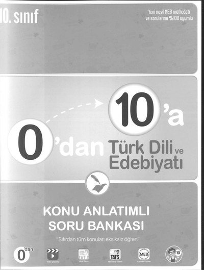 0'DAN 10'A TÜRK DİLİ VE EDEBİYATI KONU ANLATIMLI SORU BANKASI Fenomen Fotokopi - YKS - KPSS - ALES
