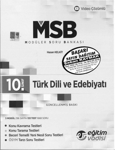 MODÜLER SORU BANKASI TÜRK DİLİ VE EDEBİYATI Fenomen Fotokopi - YKS - KPSS - ALES