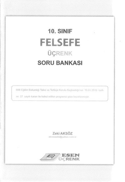 FELSEFE ÜÇRENK SORU BANKASI Fenomen Fotokopi - YKS - KPSS - ALES