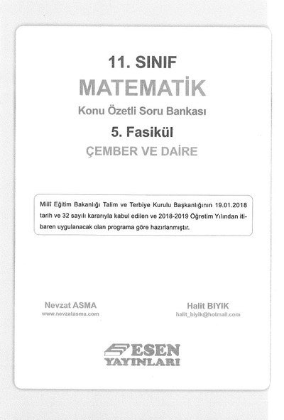 MATEMATİK KONU ÖZETLİ SORU BANKASI 5. FASİKÜL ÇEMBER VE DAİRE Fenomen Fotokopi - YKS - KPSS - ALES