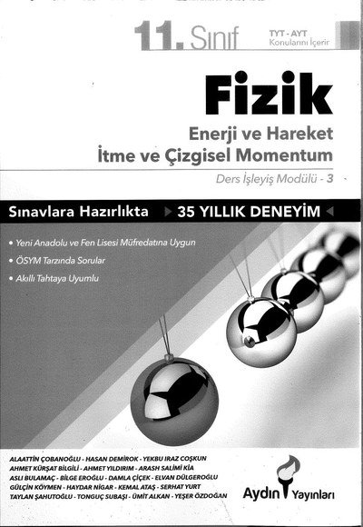FİZİK ENERJİ VE HAREKET İTME VE ÇİZGİSEL MOMENTUM Fenomen Fotokopi - YKS - KPSS - ALES
