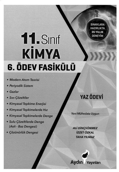KİMYA 6. ÖDEV FASİKÜLÜ Fenomen Fotokopi - YKS - KPSS - ALES