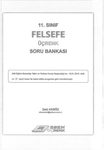 FELSEFE ÜÇRENK SORU BANKASI Fenomen Fotokopi - YKS - KPSS - ALES