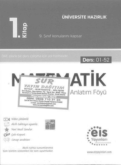 MATEMATİK DERS ANLATIM FÖYÜ 1. KİTAP Fenomen Fotokopi - YKS - KPSS - ALES