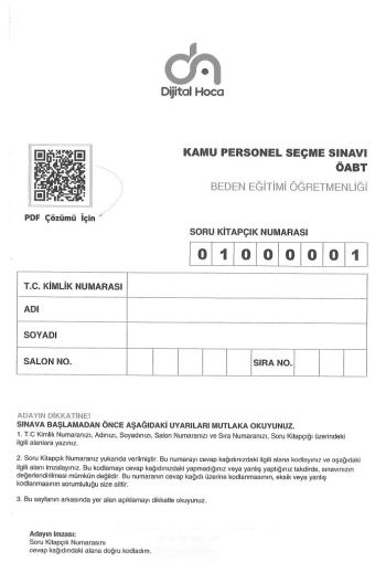 BEDEN EĞİTİMİ ÖĞRETMENLİĞİ 6*75 DENEME SINAVI Fenomen Fotokopi - YKS - KPSS - ALES