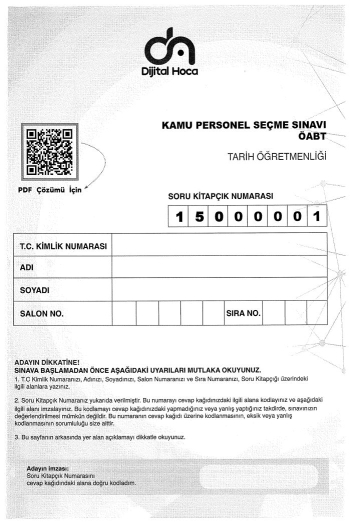 TARİH ÖĞRETMENLİĞİ 6*75 DENEME