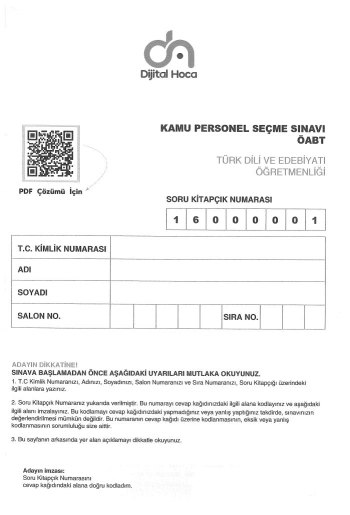 TÜRK DİLİ VE EDEBİYATI ÖĞRETMENLİĞİ 6*75 DENEME Fenomen Fotokopi - YKS - KPSS - ALES