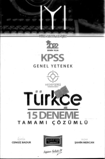 IYI HEDEF SERİSİ TÜRKÇE 15 DENEME ÇÖZÜMLÜ Fenomen Fotokopi - YKS - KPSS - ALES