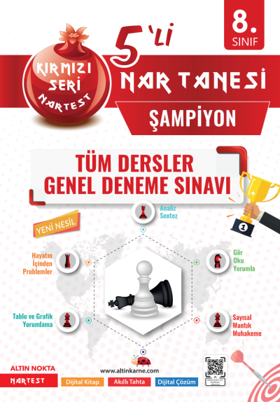 8. Sınıf Kırmızı Tüm Dersler 5 Li Deneme Sınavı Şampiyon Nartest Yayınları Fenomen Fotokopi - YKS - KPSS - ALES