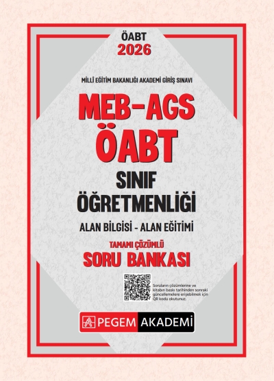 2026 MEB AGS ÖABT Sınıf Öğretmenliği (ALAN BİLGİSİ- ALAN EĞİTİMİ) Tamamı Çözümlü Soru Bankası Pegem Akademi Fenomen Fotokopi - YKS - KPSS - ALES