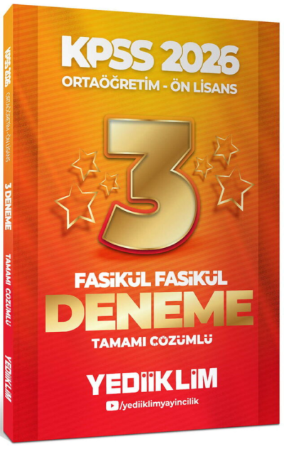 2026 Kpss Ortaöğretim-Önlisans Genel Yetenek Genel Kültür Tamamı Çözümlü 3 Yıldız Fasikül Deneme Yediiklim Yayınları Fenomen Fotokopi - YKS - KPSS - ALES