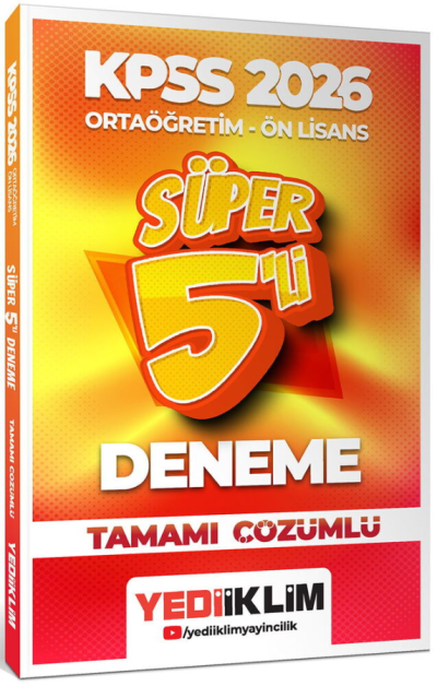 2026 Kpss Ortaöğretim-Önlisans Genel Yetenek Genel Kültür Tamamı Çözümlü Süper 5 Deneme Yediiklim Yayınları Fenomen Fotokopi - YKS - KPSS - ALES