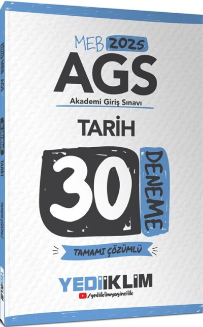 2025 MEB AGS Tarih Tamamı Çözümlü 30 Deneme Yediiklim Yayınları Fenomen Fotokopi - YKS - KPSS - ALES
